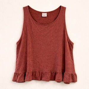 Mossimo Rust Peplum Tank Top XL Flowy Rayon Ruffle Hem
